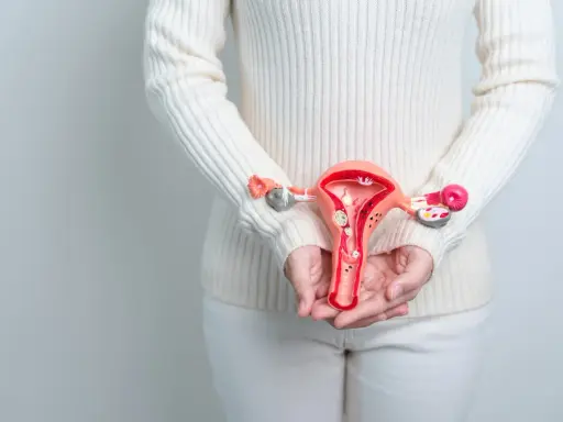 Modell av livmoder med fibrom. Kan en hysterektomi påverka sexlusten?